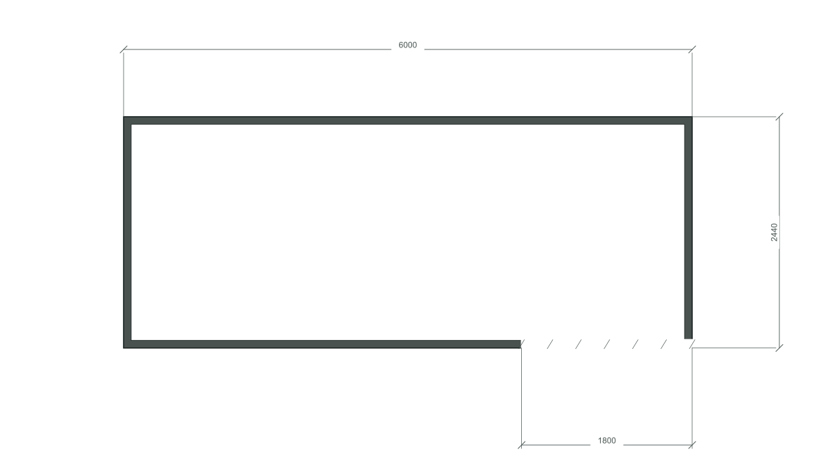 Базовая схема планировки Хозблок с дровником; 40 ft HC, 6000×2440×2900 мм
