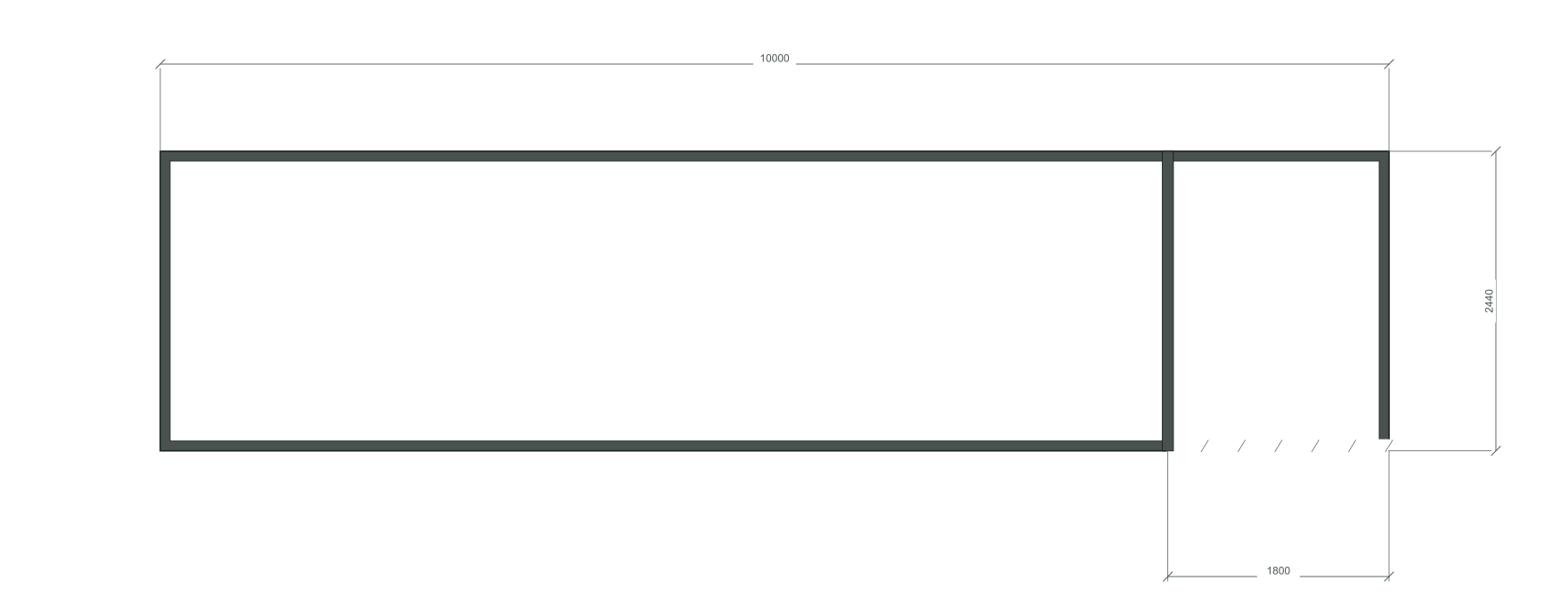 Базовая схема планировки Хозблок с дровником; 40 ft HC, 10000×2440×2900 мм