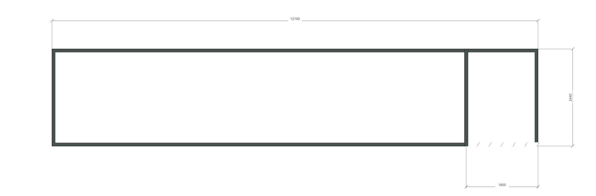Базовая схема планировки Хозблок с дровником; 40 ft HC, 12190×2440×2900 мм