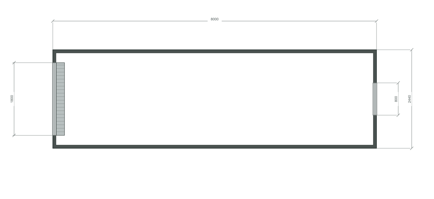 roll_gate: 1 окна 800×1000; end; 40 ft HC, 8000×2440×2900 мм