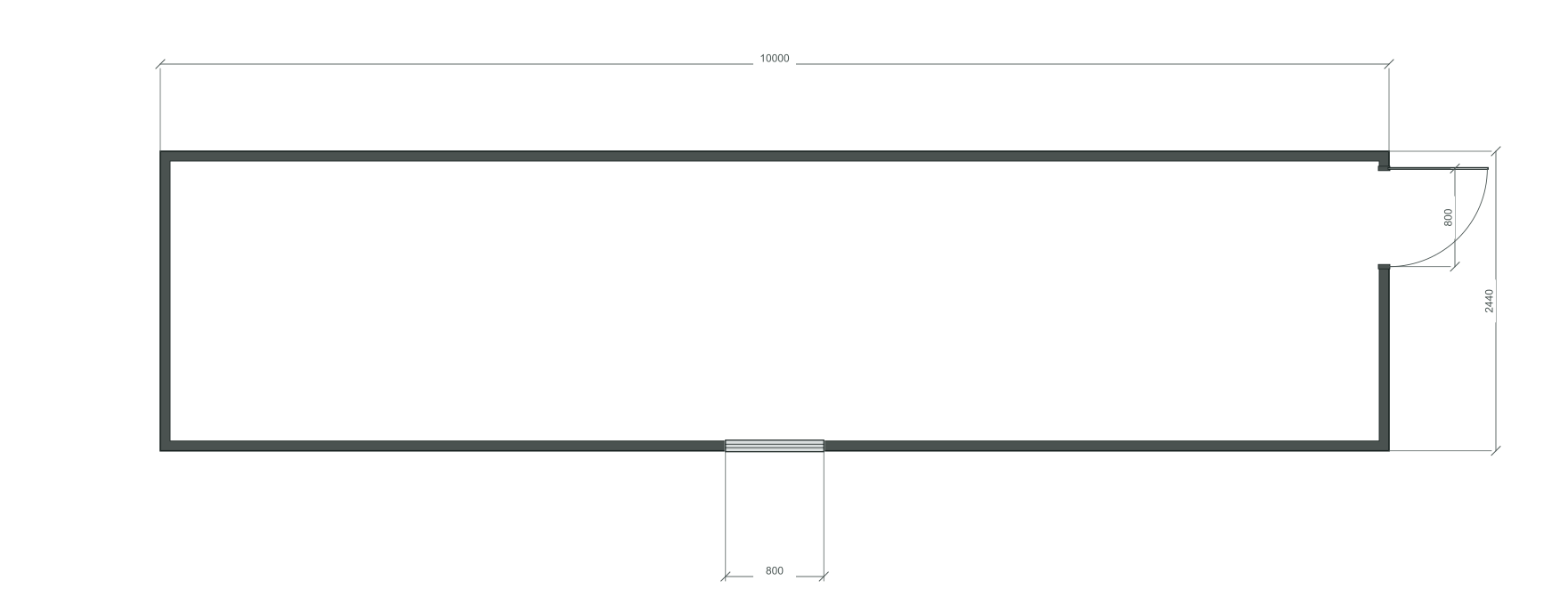 end_edge: входная дверь + 1 окна 800×1000; same; центры 5000 мм; 40 ft HC, 10000×2440×2900 мм