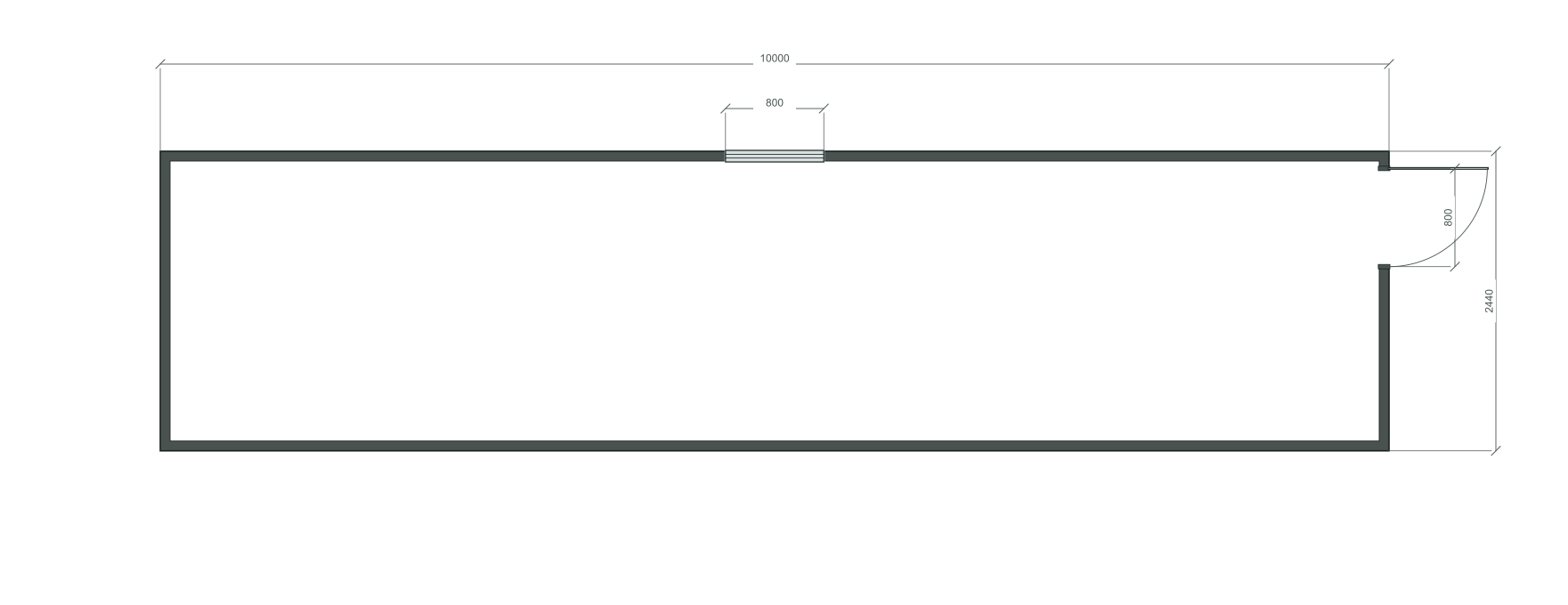 end_edge: входная дверь + 1 окна 800×1000; opposite; центры 5000 мм; 40 ft HC, 10000×2440×2900 мм