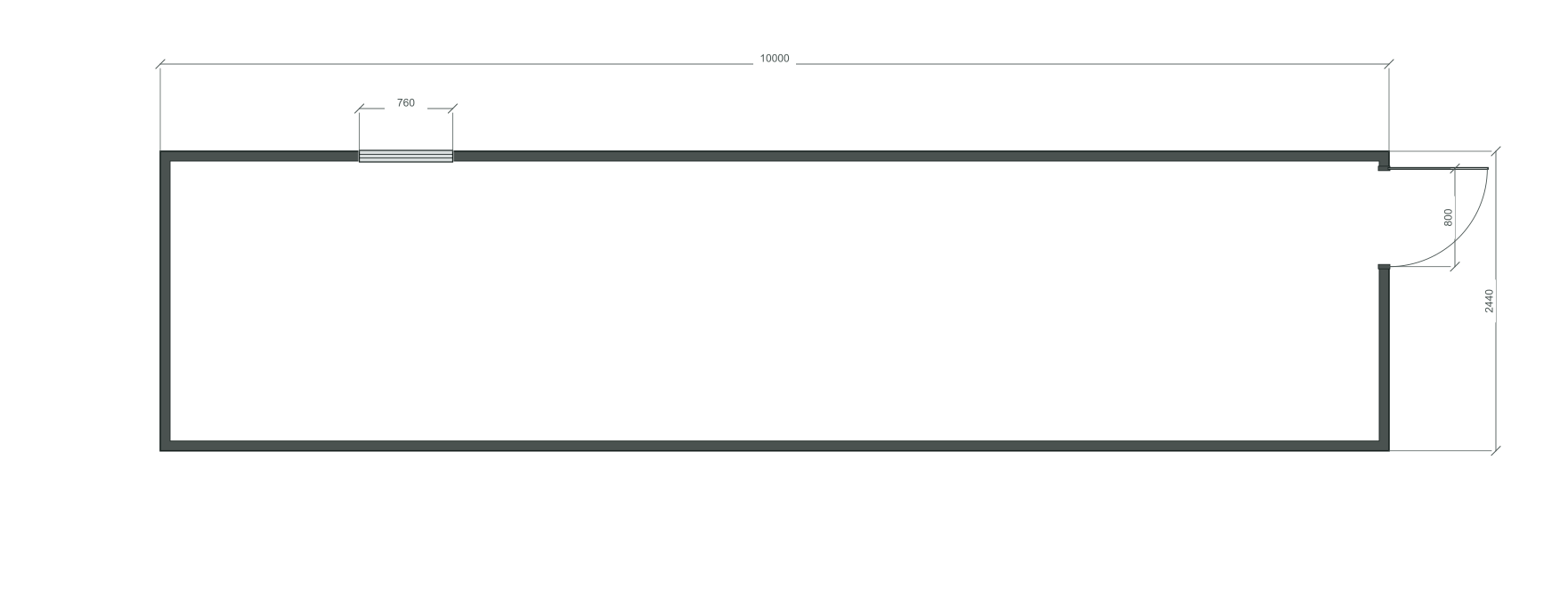 end_edge: входная дверь + 1 окна 760×2180; mixed; центры 2000 мм; 40 ft HC, 10000×2440×2900 мм