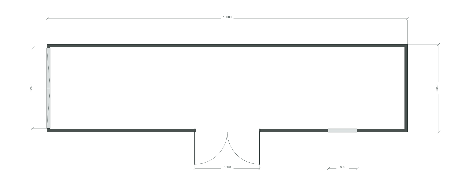 swing_gate: 1 окна 800×1000; same; 40 ft HC, 10000×2440×2900 мм