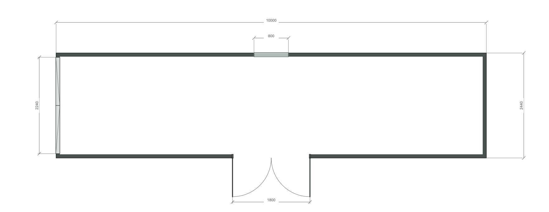 swing_gate: 1 окна 800×1000; opposite; 40 ft HC, 10000×2440×2900 мм