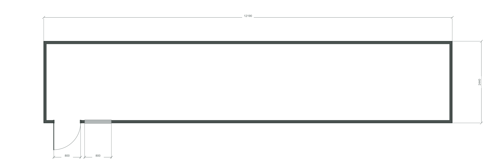 long_edge: входная дверь + 1 окна 800×1000; same; центры 1620 мм; 40 ft HC, 12190×2440×2900 мм