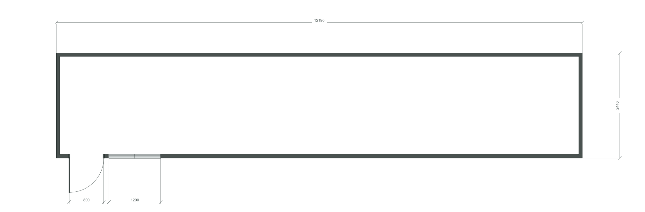 long_edge: входная дверь + 1 окна 1200×1000; same; центры 1820 мм; 40 ft HC, 12190×2440×2900 мм