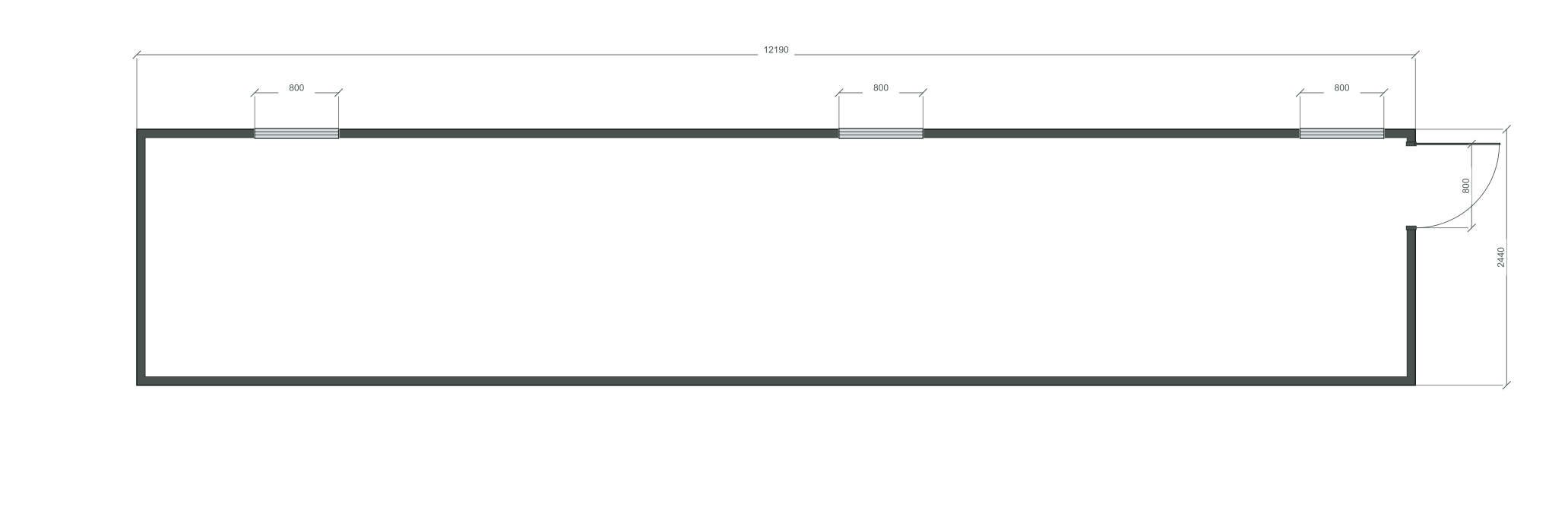 end_edge: входная дверь + 3 окна 800×1000; opposite; центры 1524, 7095, 11490 мм; 40 ft HC, 12190×2440×2900 мм