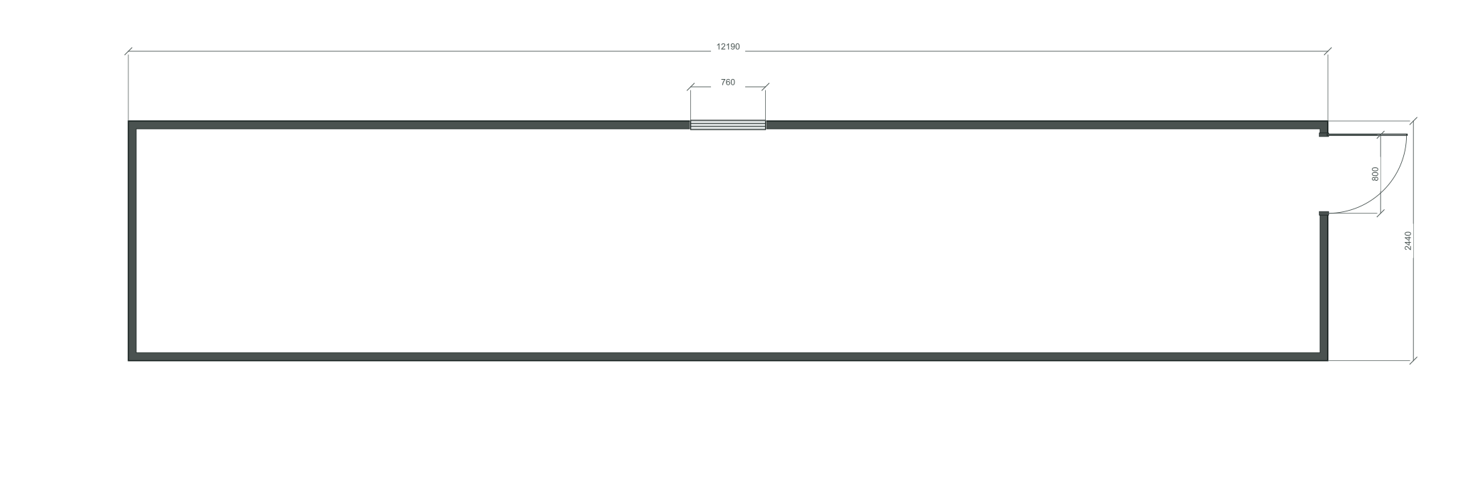 end_edge: входная дверь + 1 окна 760×2180; opposite; центры 6095 мм; 40 ft HC, 12190×2440×2900 мм
